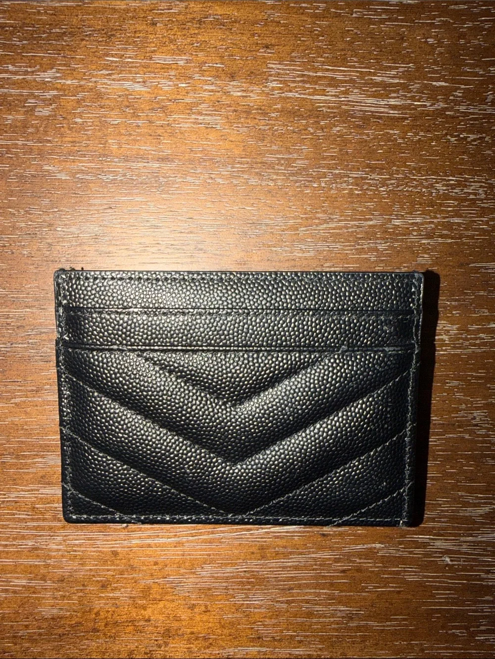 Saint Laurent Black Leather Card Case with Gold YSL Logo